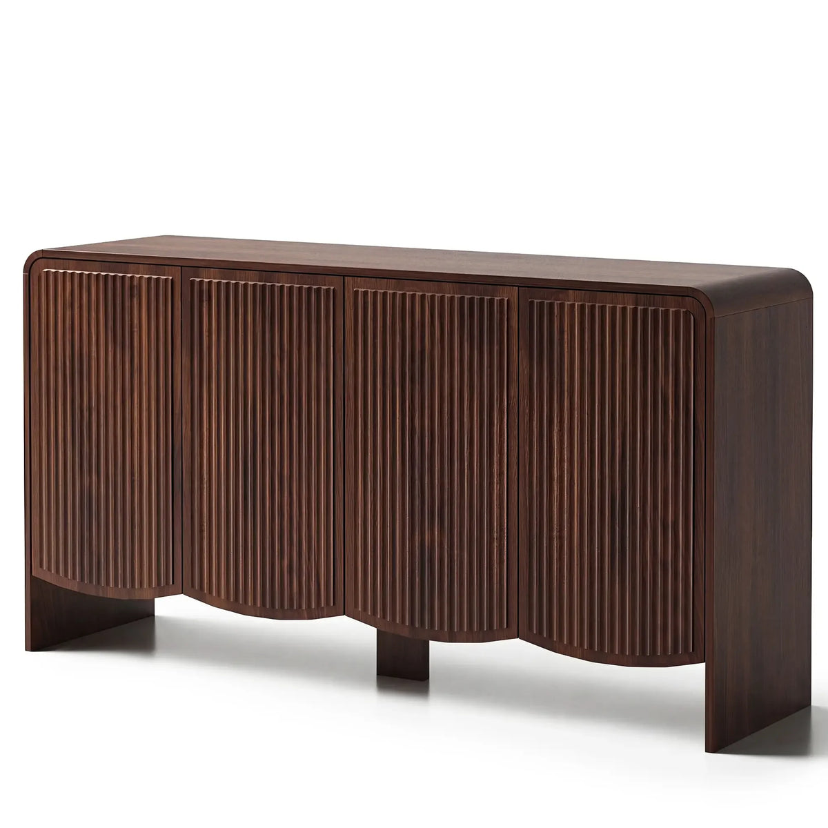 YDN Fluted Console Sofa Table with Outlets,47" Curved Narrow Console Table with Open Shlef Behind Couch,2 Drawer Entryway Table for Entrance,Hallway,Living Room,Natural